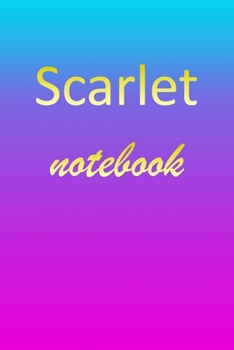 Scarlet: Blank Notebook Wide Ruled Lined Paper Notepad Writing Pad Practice Journal Custom Personalized First Name Initial S Blue Purple Gold Taking Class Notes, Homework, Studying School Homeschool &