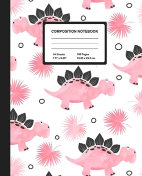 Composition Notebook: Kawaii Dinosaur | Wide Ruled Paper Journal | Blank Lined Workbook for Teens Kids Students Girls, for Home School & Writing Notes
