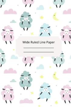 Cute Baby Sheep Theme Wide Ruled Line Paper