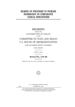 Paperback Hearing on strategies to increase information on comparative clinical effectiveness Book