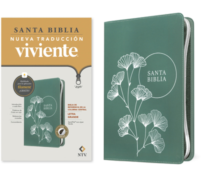 Biblia de Referencia En La Columna Central Ntv, Letra Grande de Zíper Con Filament, Design 4 Tbd (Sentipiel, Verde, Índice, Letra Roja)