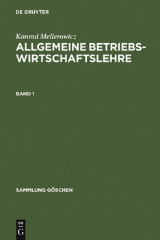 Hardcover Konrad Mellerowicz: Allgemeine Betriebswirtschaftslehre. Band 1 [German] Book