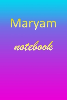 Maryam: Blank Notebook | Wide Ruled Lined Paper Notepad | Writing Pad Practice Journal | Custom Personalized First Name Initial M Blue Purple Gold  | ... Homeschool & University Organizer Daybook