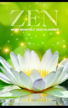 Paperback Zen Note Monthly 2020 Planner 12 Month Calendar Book