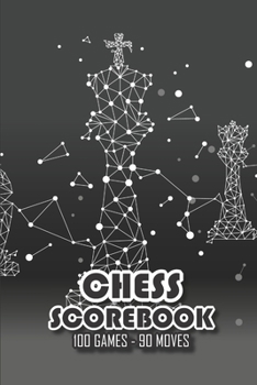Chess Scorebook - 100 Games - 90 moves: Chess notation books | Chess recording book | 101 pages, 6"x9" | Chess notebook | Paperback | black background ... low polygon dot connected line chess piece