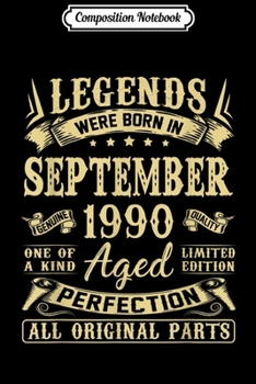 Composition Notebook: Vintage September 1990 29th Birthday Gift 29 Year Old  Journal/Notebook Blank Lined Ruled 6x9 100 Pages