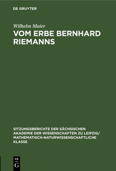 Hardcover Vom Erbe Bernhard Riemanns [German] Book