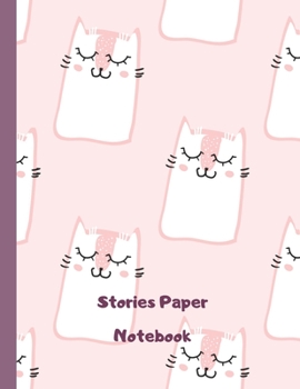 Paperback Story Paper Notebook: Lined handwriting notebook with picture frame to build your story 8.5 x 11 with Sleeping Cat Theme Cover Book