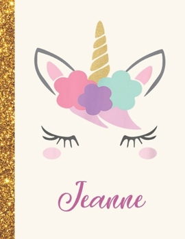 Jeanne: Jeanne Unicorn Personalized Black Paper SketchBook for Girls and Kids to Drawing and Sketching Doodle Taking Note Marble Size 8.5 x 11