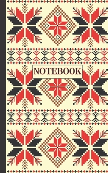Paperback Notebook: Ruled pages - 5 x 8 inches - 100 pages - My Fallahi Cross stitch Embroidery Pattern (BLACK & cream) Book