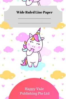 Cute Unicorn Theme Wide Ruled Line Paper