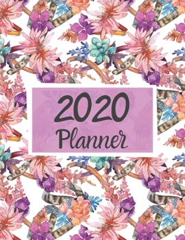 2020 Planner: Lovely Purple Pastel Hawaiian Watercolor Succulent Plant 2020 Weekly and Monthly Calendar Planner With US Holidays (Notes, Tasks, Priorities, Reminders)