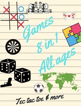 Tec tac toe & more Games 8 in 1 All ages: Printed on high-quality paper , Hangman , Captain's Mistress , Dots & Boxes , Tec tac toe , Tec tac toe 3D , Warships ,Mash , Hexagon Game