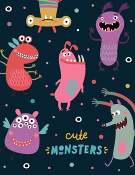 Cute Monsters: Monster Themed Coloring Book for Kids, Girls, Boys, Toddlers with Positive Affirmations - 8.5"x11" Large