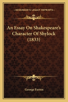 Paperback An Essay On Shakespeare's Character Of Shylock (1833) Book