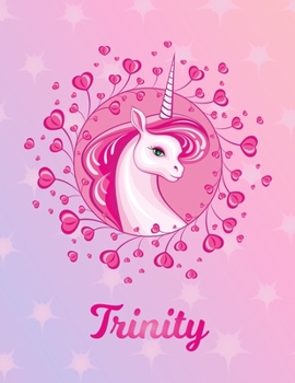 Trinity: Unicorn Large Blank Primary Sketchbook Paper | Pink Purple Magical Horse Personalized Letter T Initial Custom First Name Cover | Drawing ... | Art Sketch Book| Create & Learn to Draw