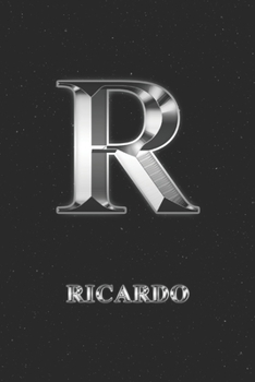 Paperback Ricardo: Journal Diary - Personalized First Name Personal Writing - Letter R Initial Custom Black Galaxy Universe Stars Silver Book