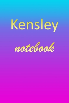 Kensley: Blank Notebook | Wide Ruled Lined Paper Notepad | Writing Pad Practice Journal | Custom Personalized First Name Initial K Blue Purple Gold  | ... Homeschool & University Organizer Daybook