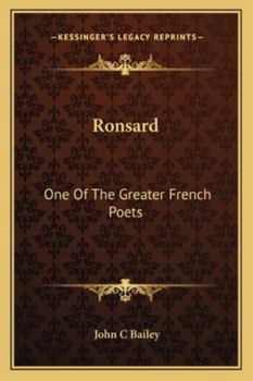 Paperback Ronsard: One of the Greater French Poets Book