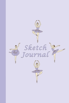 Sketch Journal: Ballerinas (Purple) 6x9 - Pages are LINED ON THE BOTTOM THIRD with blank space on top