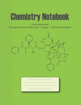 Paperback Chemistry Notebook: Lined & Hex Graph Hexagonal Graph Class Note Books Lab Notebook Organic Chemistry & Biochemistry with Periodic Table 1 Book