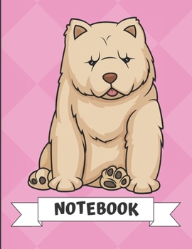 Notebook: Brown Chow Chow Puppy Dog Cartoon on a Pink Diamond Background. Book is Filled with Lined Journal Paper for Notes and Creating Writing.