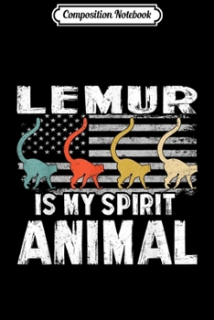 Composition Notebook: Lemur Vintage American Flag Spirit Animal  Journal/Notebook Blank Lined Ruled 6x9 100 Pages