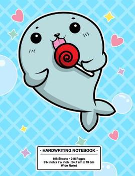 Paperback Handwriting Notebook: Back to School Cute Seal Pup Kawaii Style Handwriting Practice Book