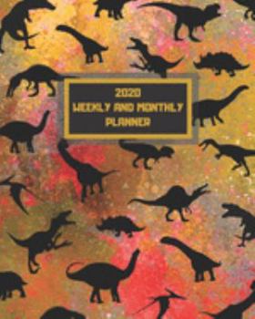 Paperback 2020 Weekly And Monthly Planner: Inspirational Quotes & Habit Tracker - Watercolor Dinosaur Pattern - January to December Book