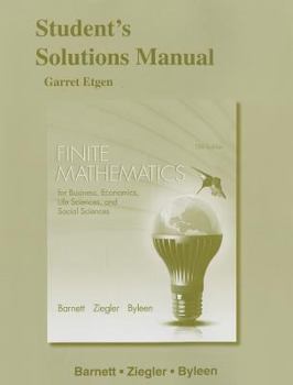 Paperback Student's Solutions Manual for Finite Mathematics for Business, Economics, Life Sciences and Social Sciences Book