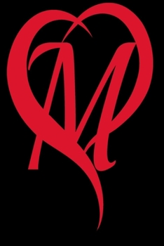 Monogram Initial Letter M Adorable Heart Red and Black:: In My Heart letter initial Personalized Name Letter M , Cute funny gift for  Girlfriend ... for Home School College  for Writing Notes.