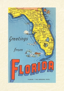 Paperback Vintage Lined Notebook Greetings from Florida, Map Book