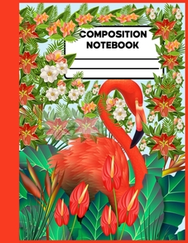 Paperback Composition Notebook: Water Colour Cute Pink Flamingo Composition Preschoolkindergarten Collage Rulled Notebook Journal For Kids, Girls- Wid Book