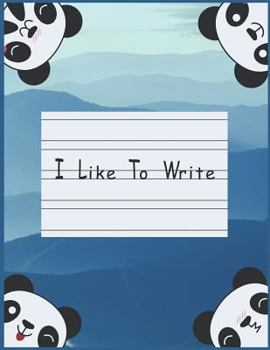 Paperback I Like To Write: Double Line Notebook For Kids - Blue Panda Book