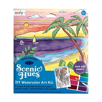 Misc. Scenic Hues D.I.Y. Watercolor Art Kit - Ocean Paradise (17 PC Set) [Multiple Languages] Book
