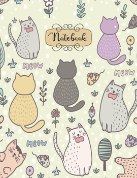 Notebook: Cute cats and little mouse Notebook for Girls and Lined pages, Extra large (8.5 x 11) inches, 110 pages, White paper (Notebook and journal)