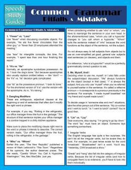 Paperback Common Grammar Pitfalls & Mistakes (Speedy Study Guide) Book