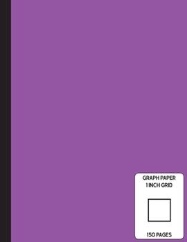 Low Vision Notebook: 1 Inch Graph Paper Full Size Grid Ruled Notebook Large Print Page Numbers Purple Cover