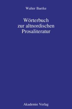 Hardcover Wörterbuch Zur Altnordischen Prosaliteratur [German] Book