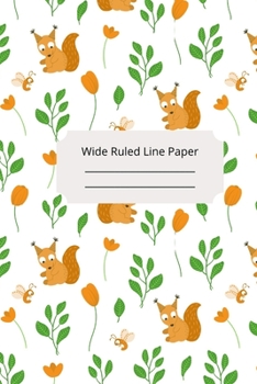 Cute Baby Squirrel Theme Wide Ruled Line Paper