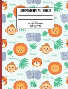 Composition Notebook Wide Ruled: Lion 110 Pages