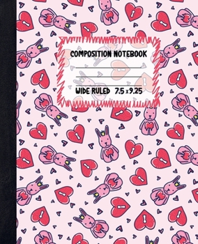 Paperback Pink Rabbit Composition Notebook: Pretty Lined Paper Exercise Book for Kids - Wide Ruled Notebook for Schoolgirl - Unique Gift Idea with Cute Patterns Book