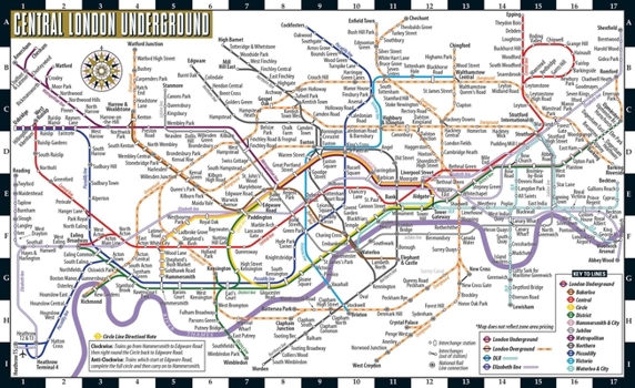 Streetwise London Underground Map - Laminated Map of the London Underground, England