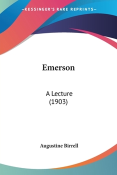 Paperback Emerson: A Lecture (1903) Book