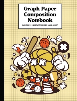 Graph Paper Composition Notebook Quad Rule 5x5 Grid Paper | 150 Sheets (Large, 8.5 x 11"): Sport Kid