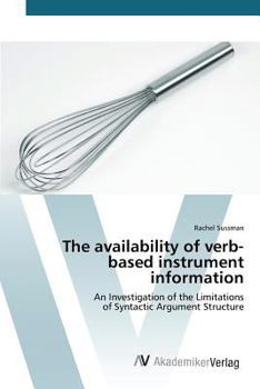 Paperback The Availability of Verb- Based Instrument Information Book