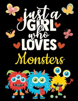 Paperback Monster Dot Grid Black Paper Journal: Just a Girl Who Loves Monsters - Cute & Funny Red Green Yellow Black Notebook to Write in - With Dotted Black Pa Book