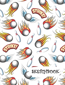Sketchbook: Fireball Bowling Balls Fun Framed Drawing Paper Notebook