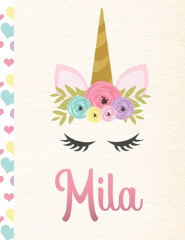 Paperback Mila: Personalized Unicorn Sketchbook For Girls With Pink Name - 8.5x11 110 Pages. Doodle, Sketch, Create! Book