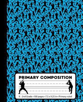Primary Composition : Baseball Player Blue Marble Composition Book for Boys or Girls K-2. Sports Notebook Handwriting Paper. Primary Ruled - Middle Dotted Guide Lines. 100 Pages, 7. 5 X 9. 25 Inches